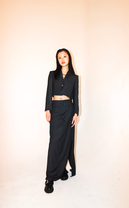 Pinstripe Skirt Suit