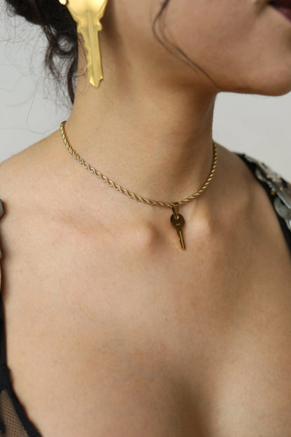 Mini Gold Boy Reversible Key Choker Necklace