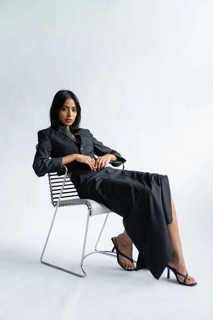 Pinstripe Skirt Suit