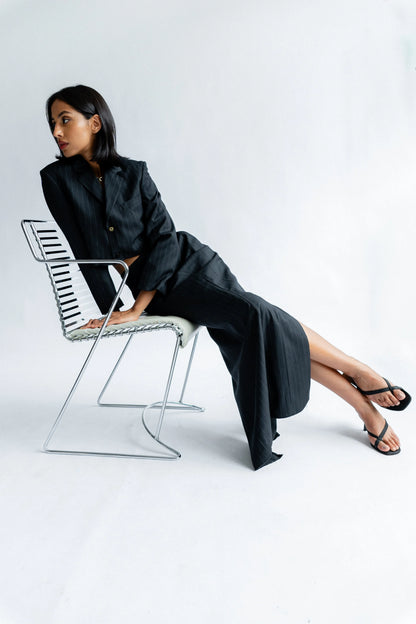 Pinstripe Skirt Suit