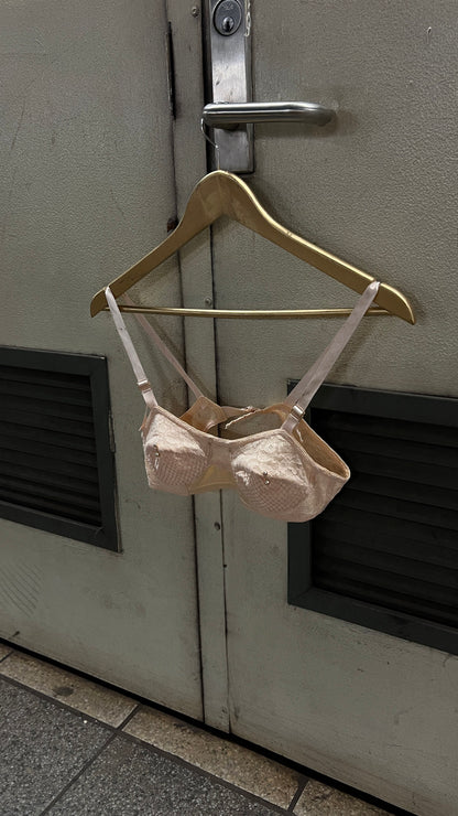 Pierced vintage soft pink bra
