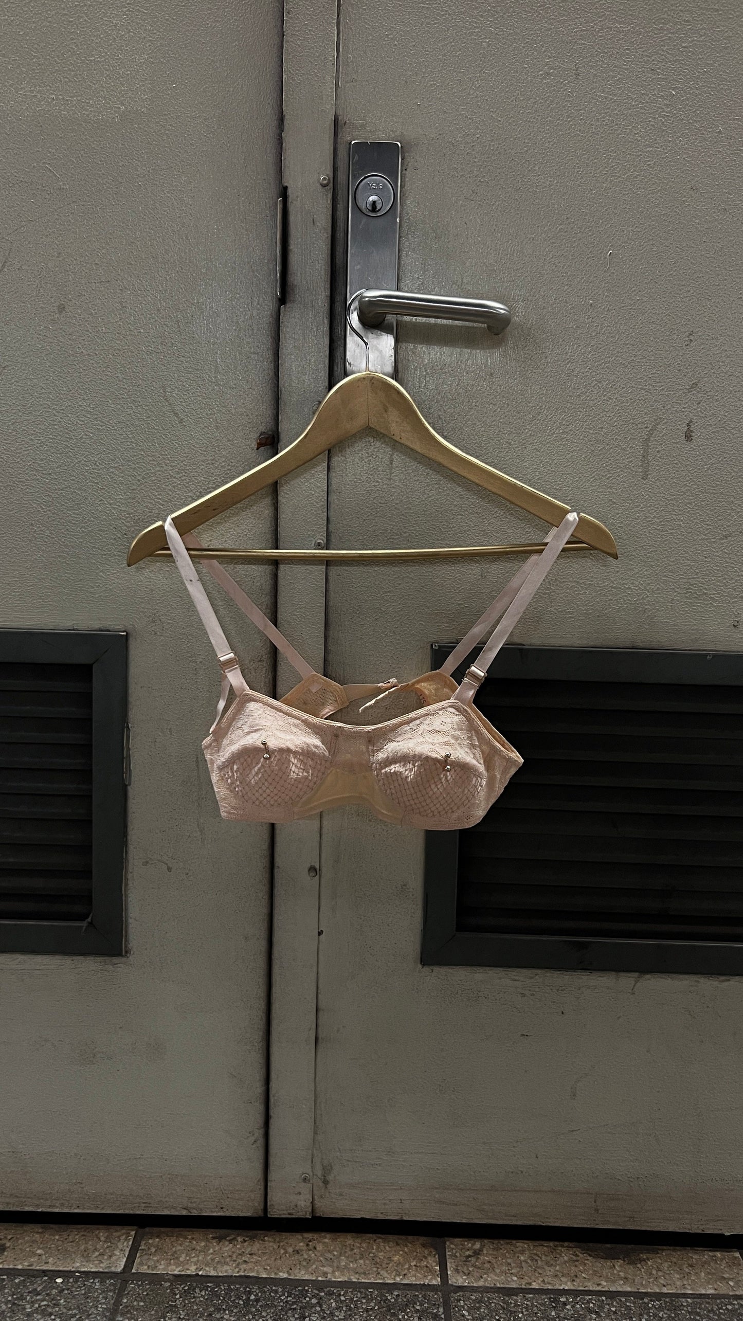 Pierced vintage soft pink bra
