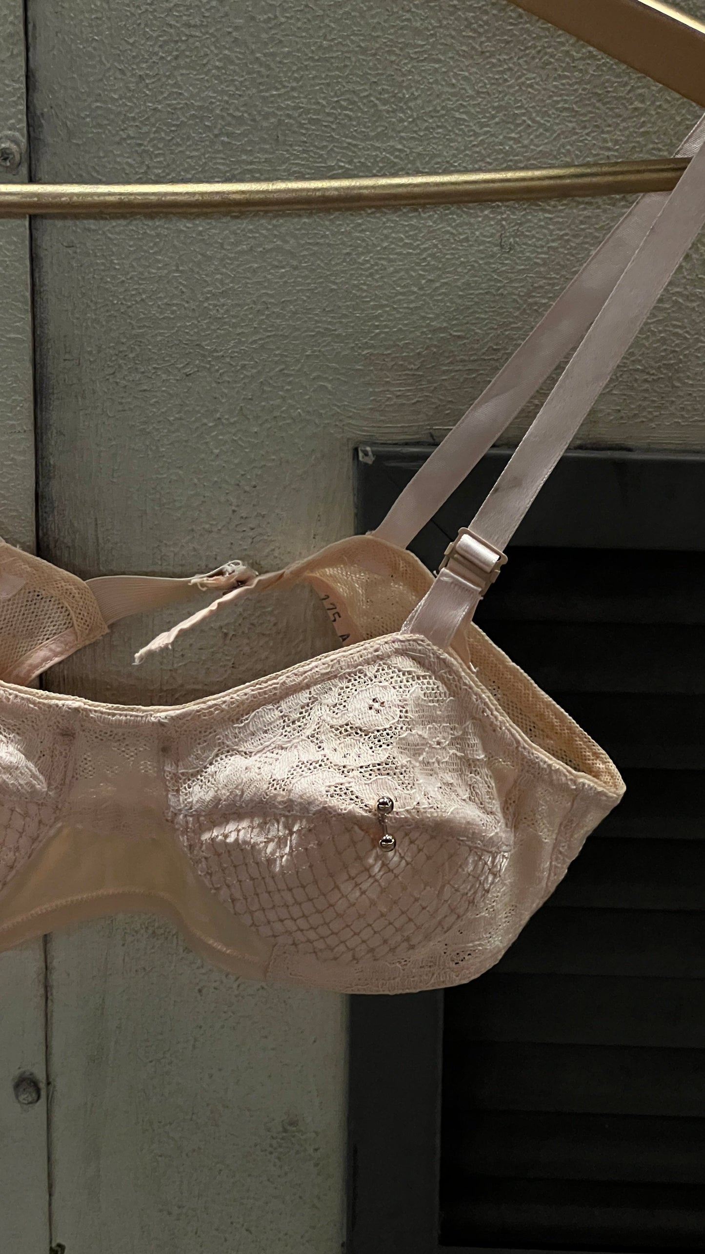 Pierced vintage soft pink bra