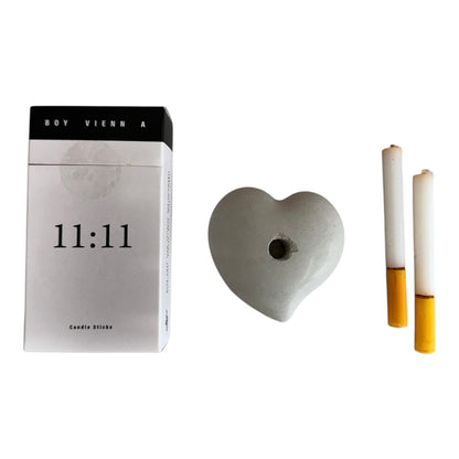 11:11 Vanilla Scented Candle + CAOS MOTE Cement Heart Holder