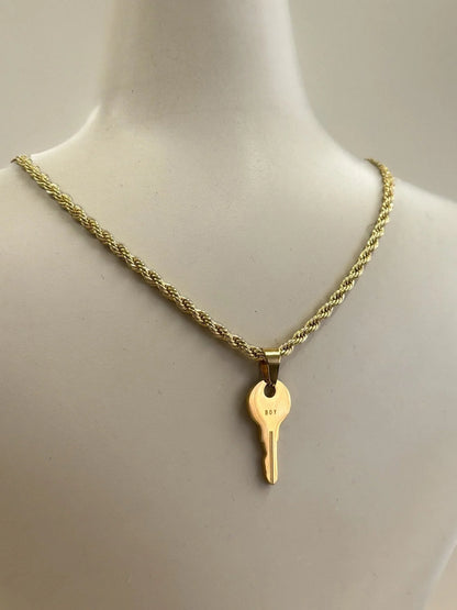 Mini Gold Boy Reversible Key Choker Necklace