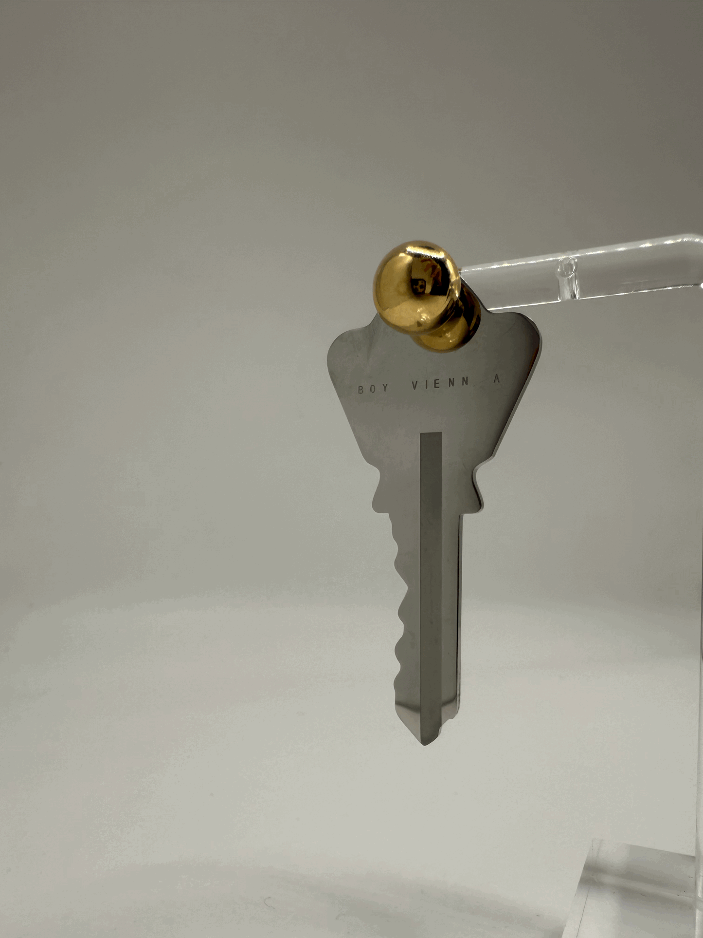 Large Key with Gold Ball Stud Earring