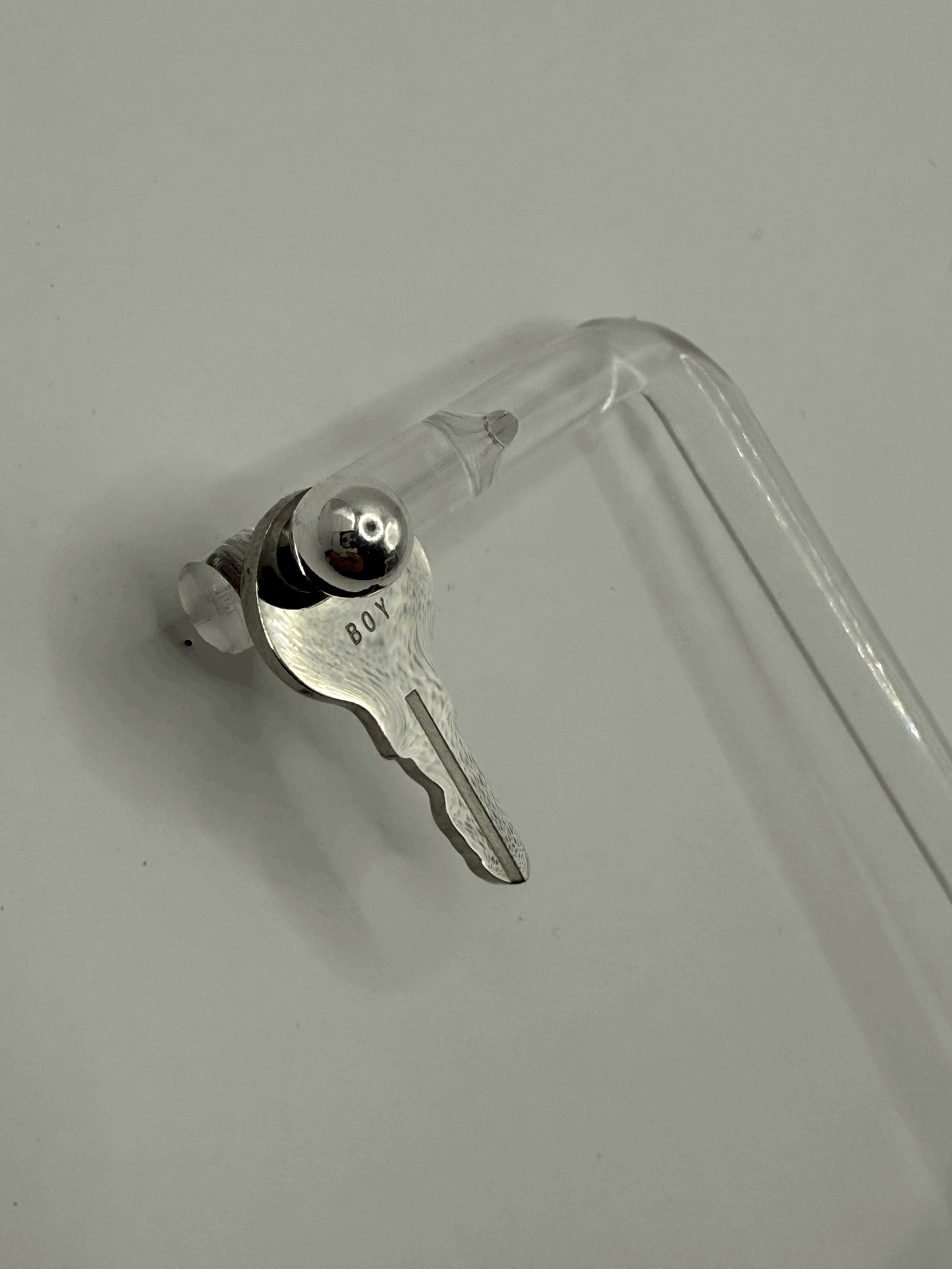 Mini Logo Reversible Key Earring Charm with Ball Stud