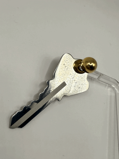 Large Key with Gold Ball Stud Earring